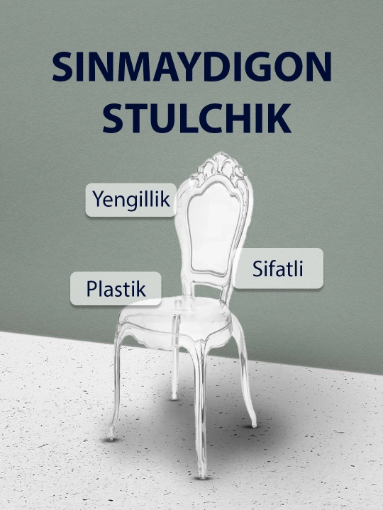 To‘y uchun oval suyanchiqli, sinmaydigan zamonaviy plastik stullar - 