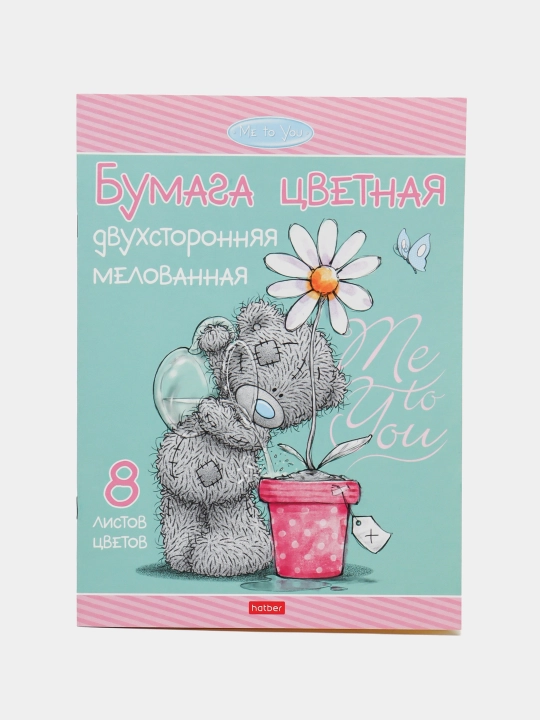 Rangli qog‘oz to‘plami, bo‘rlangan, ikki tomonlama, 8 varaq, 8 xil rangda, A4, MeToYou-8Bts4m_25047 - 