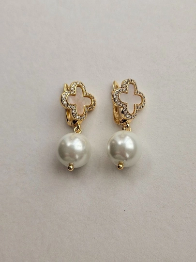 Серьги Van Cleef с жемчугом Майорка — IZDELIA-VANCLIF-ЗОЛОТ