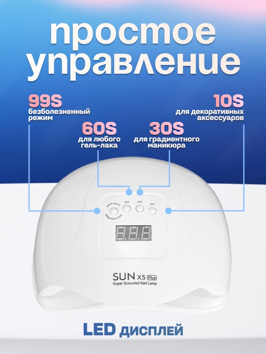 Лампа для маникюра и педикюра, аппарат для ногтей, гибридная UV/LED, 120 Вт