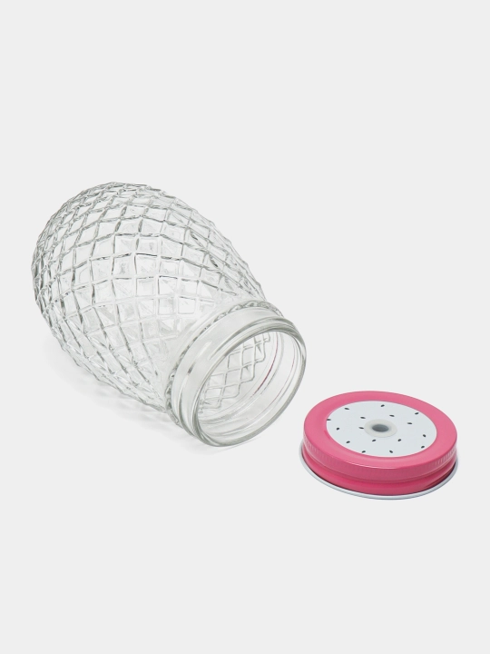 Ananas shaklidagi shisha banka, qopqoq va trubka bilan (400 ml)