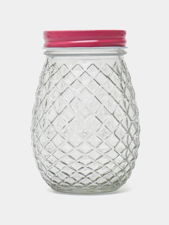 Ananas shaklidagi shisha banka, qopqoq va trubka bilan (400 ml)