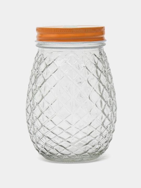 Ananas shaklidagi shisha banka, qopqoq va trubka bilan (400 ml)