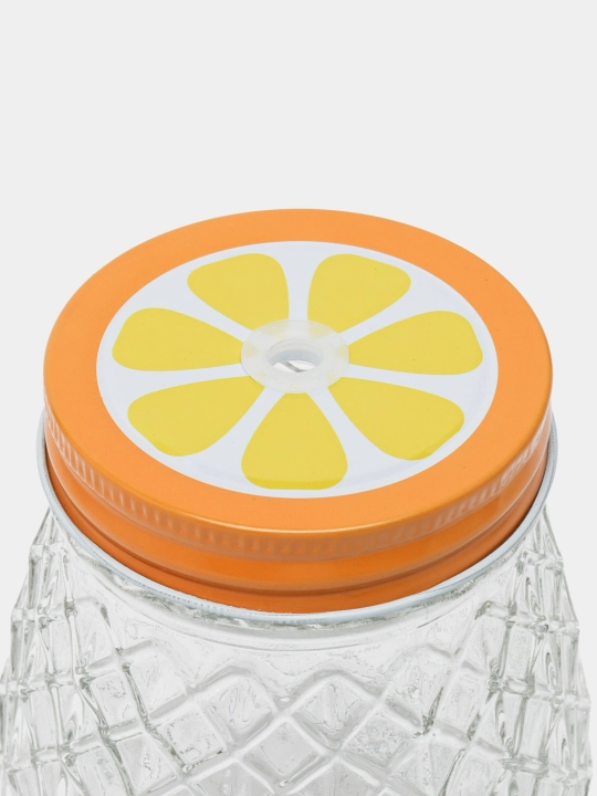 Ananas shaklidagi shisha banka, qopqoq va trubka bilan (400 ml)
