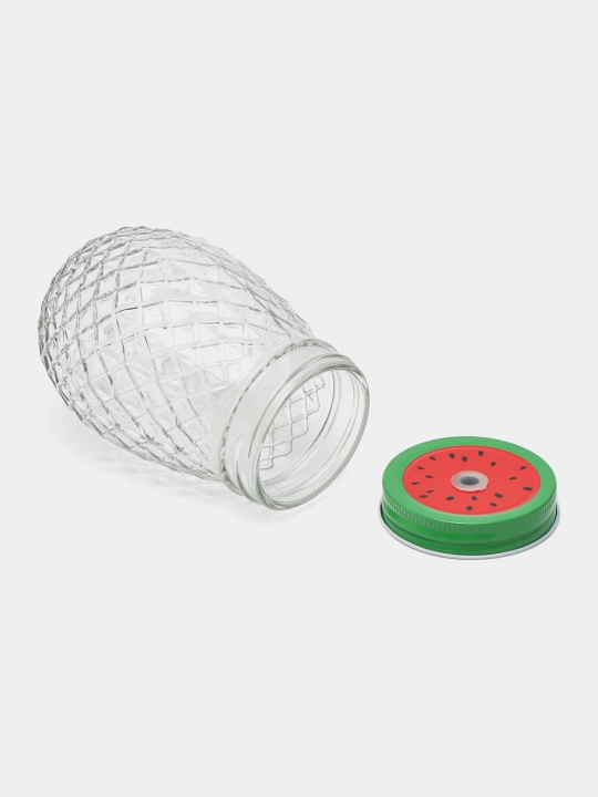 Ananas shaklidagi shisha banka, qopqoq va trubka bilan (400 ml)