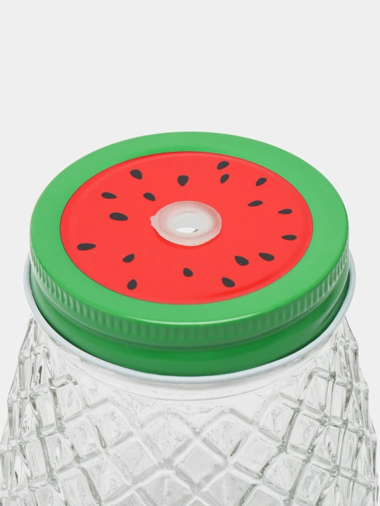 Ananas shaklidagi shisha banka, qopqoq va trubka bilan (400 ml)