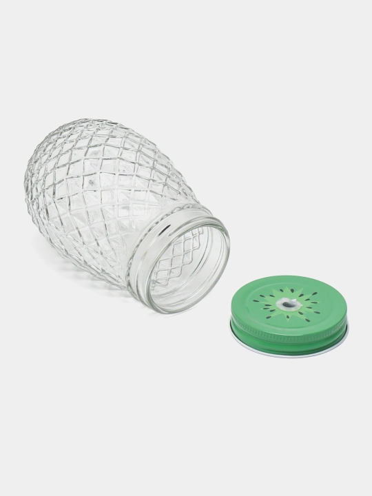 Ananas shaklidagi shisha banka, qopqoq va trubka bilan (400 ml) - 