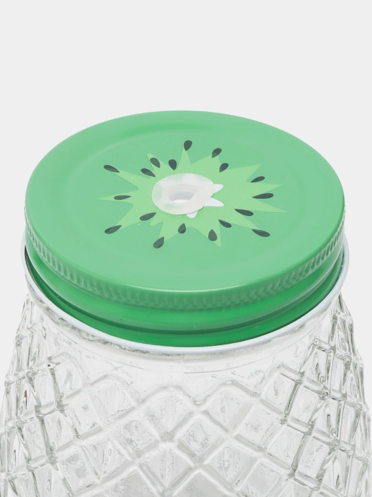 Ananas shaklidagi shisha banka, qopqoq va trubka bilan (400 ml)