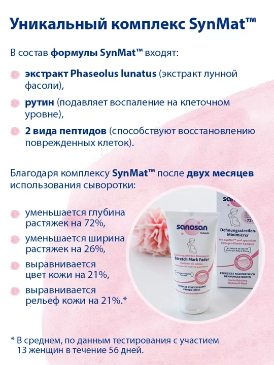 Sanosan Mama zardob kremi, cho'zish belgilari uchun, 75 ml