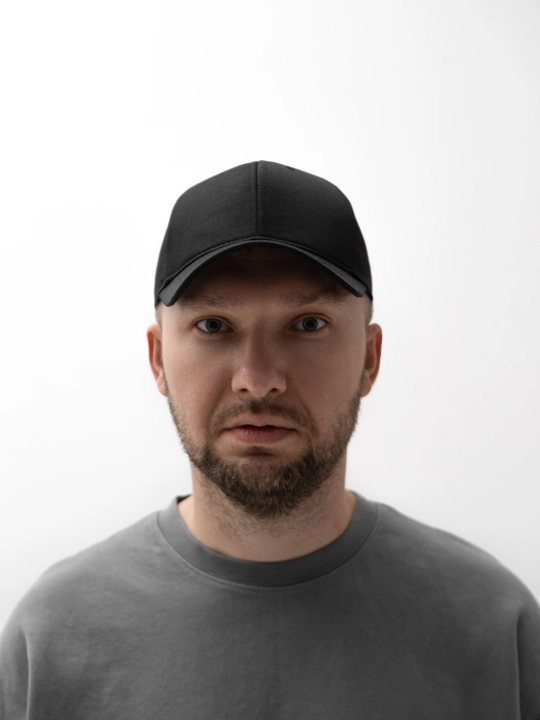 Кепка, бейсболка, чёрная, без надписей и логотипов, унисекс