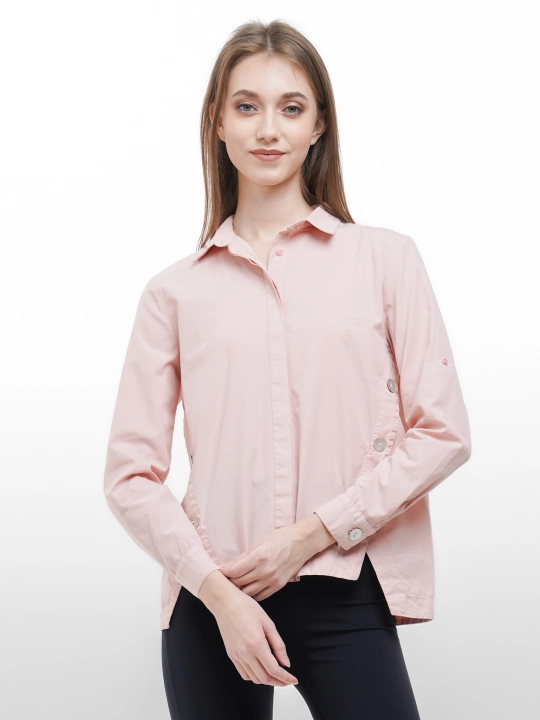 Женская рубашка oversize для полных дам Plus Size, короткий рукав, скрытые пуговицы  - 