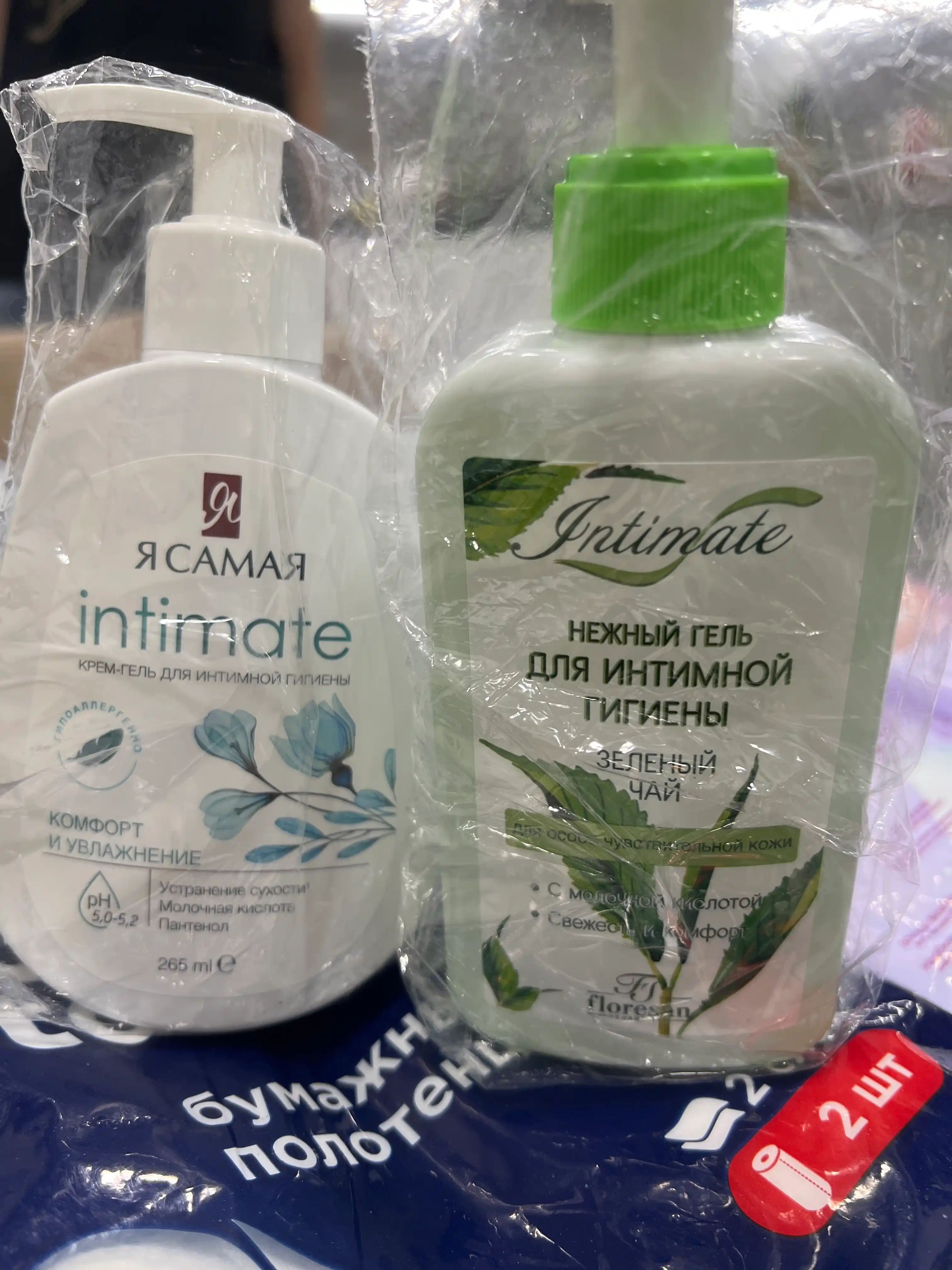 Mayin gel Floresan ko'k choy Intim gigiena uchun, 250 ml