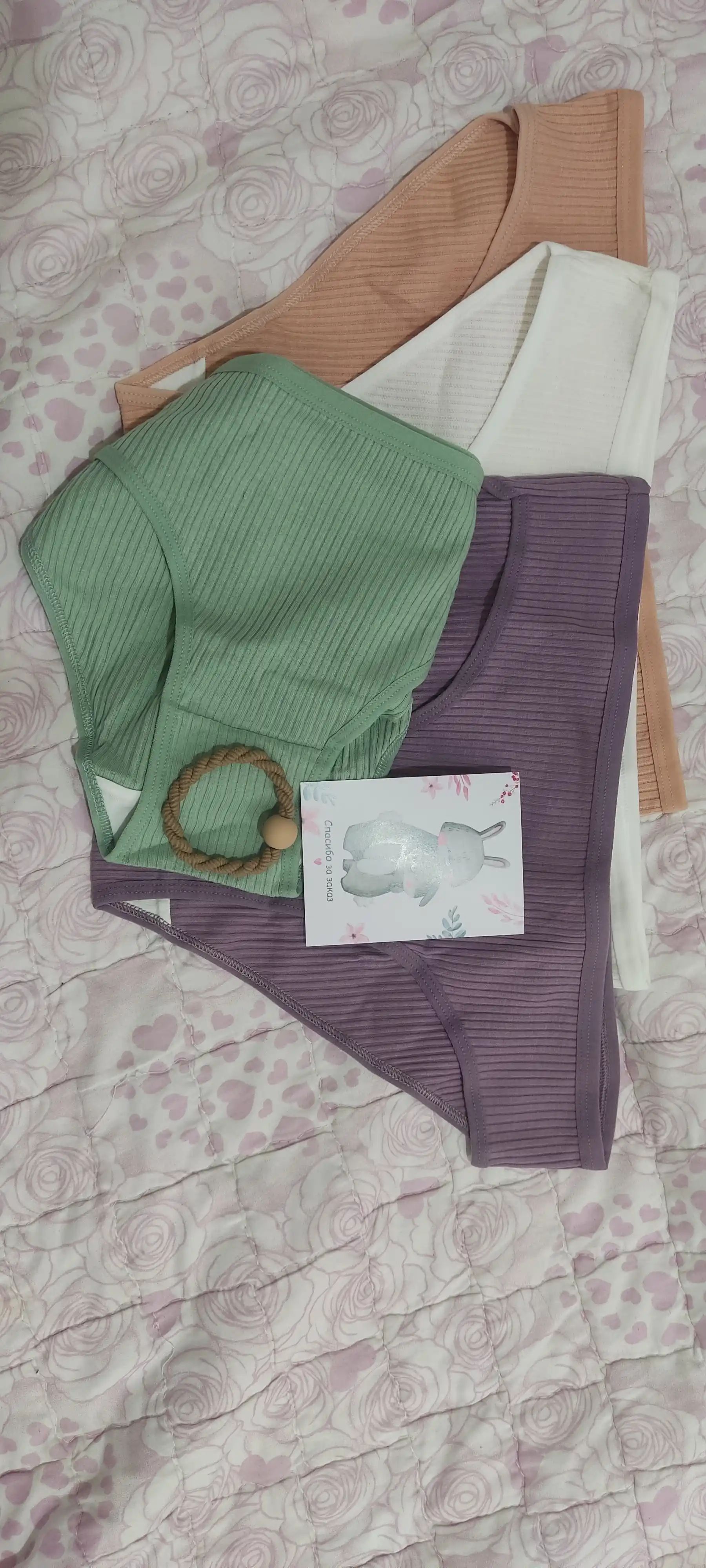 Ayollar ichki kiyimi, slip, yo‘l-yo‘l, paxtadan, kundalik, 4 dona