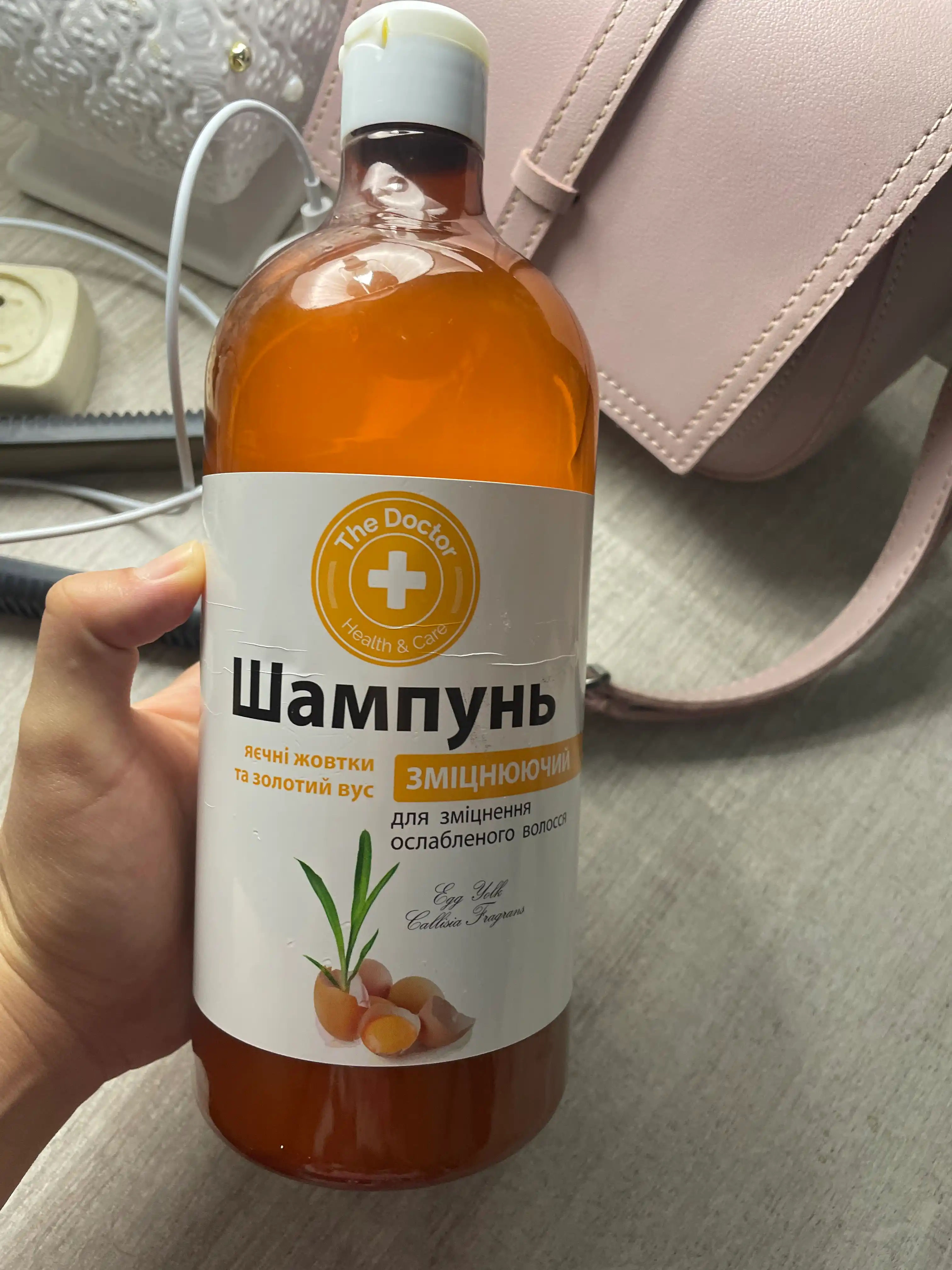 Шампунь укрепляющий, для волос, яичные желтки и золотой ус, Домашний Доктор, 1000 мл