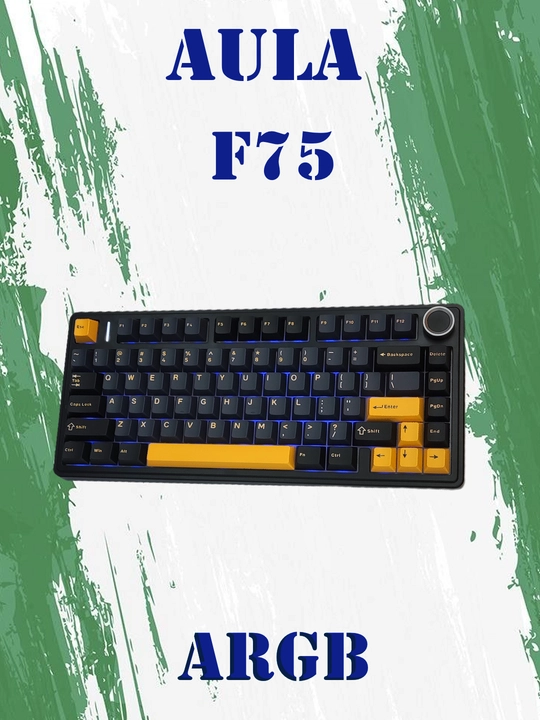 Aula F75 Беспроводная + Bluetooth HotSwap, механическая, игровая клавиатура, RGB, черный - 