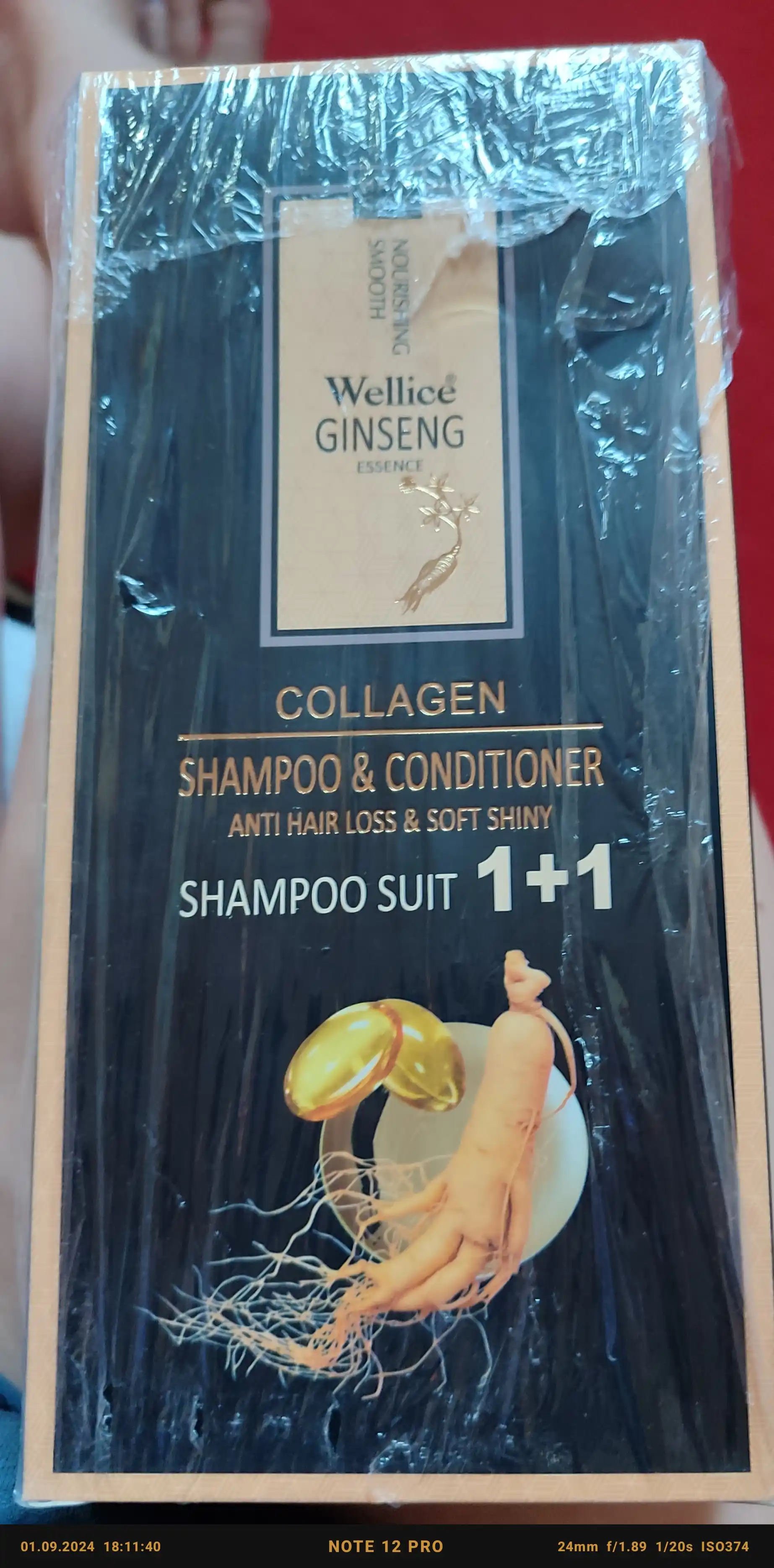 Shampun jenshenli Wellice Ginseng Collagen, sochlar tukilishiga qarshi, 420 ml