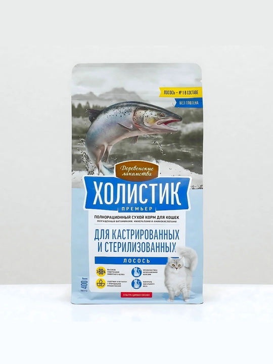 Корм для кошек Холистик Simple Pets, 400 г и 2 кг, лосось, курица