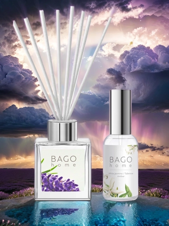 Tabiiy xushbo'y diffuzor BAGO home, 50 ml + sprey 30 ml, uy uchun