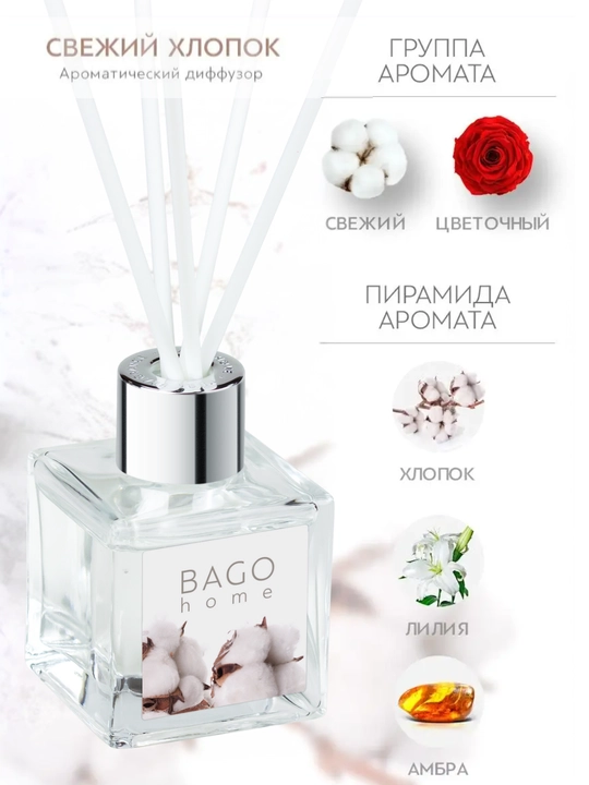 Натуральный набор BAGO home аромадиффузор, 50 мл + спрей 30 мл