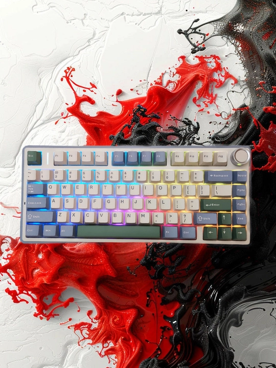 Aula F75, игровая клавиатура, Bluetooth/2.4 ГГц/USB-C, RGB, зеленая - 