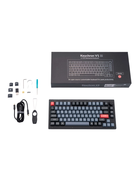 Simli mexanik oyin klaviaturasi Keychron V1 QMK, Hot-Swap, RGB, V1C