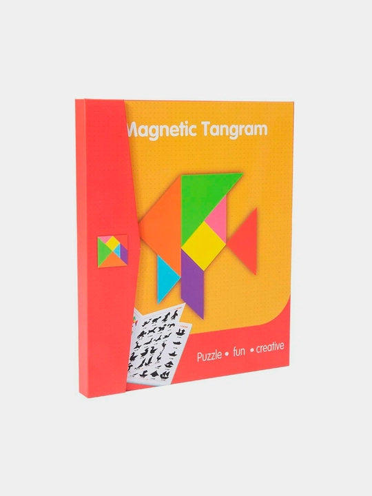 Ta'limiy yog'och jumboq o'yini Tangram, magnitli, tangram vazifalar bilan, tetris