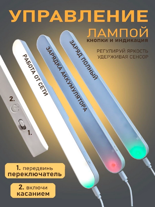 Светильник беспроводной, подвесной на магните, переносной ночник с USB