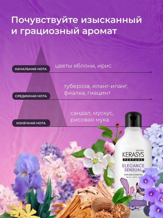 Шампунь KERASYS для тонких и мягких волос, придающий блеск и приятный аромат, Корея
