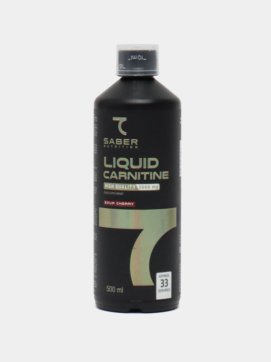 7SABER LIQUID CARNITINE 3000 мг, 500 мл-33 порции, кислая вишня, 100% халяльный продукт