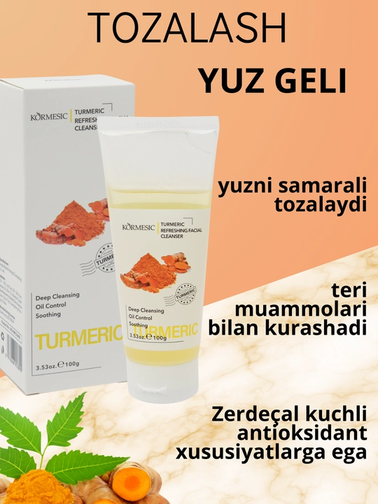 Yuz yuvish uchun gel tozalovchi Ko'rmesic, husnbuzar va aknega qarshi