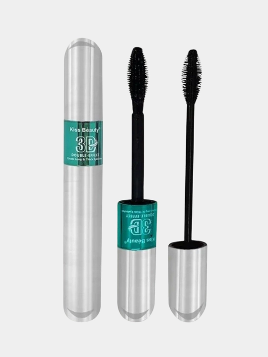 Тушь для ресниц две щеточки Kiss Beauty 3D эффект, удлинение и объем, черная, 9 мл