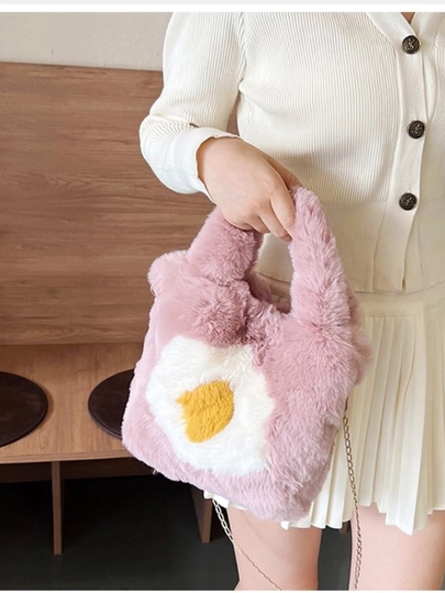 Сумка кросс-боди плюшевая,Мягкая игрушка для — WYBAGS-A19-КОРАЛЛМЕЛ
