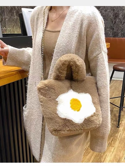 Сумка кросс-боди плюшевая,Мягкая игрушка для — WYBAGS-A19-КОРИЧН