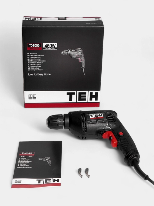 Elektr drel TEH TD1005 450 Vt, 3300 ayl/min, patron 1.5–10 mm