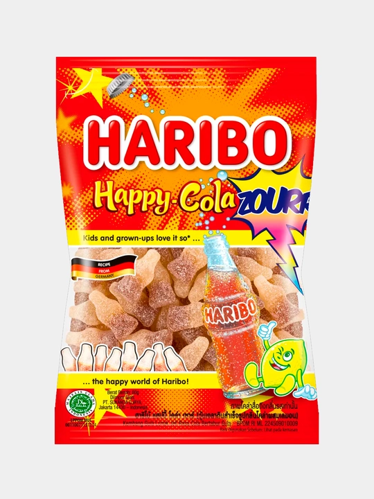 Chaynash marmelad Haribo HAPPY COLA ZOURR (Nordonli kola) 80g 3 yoshdan boshlab