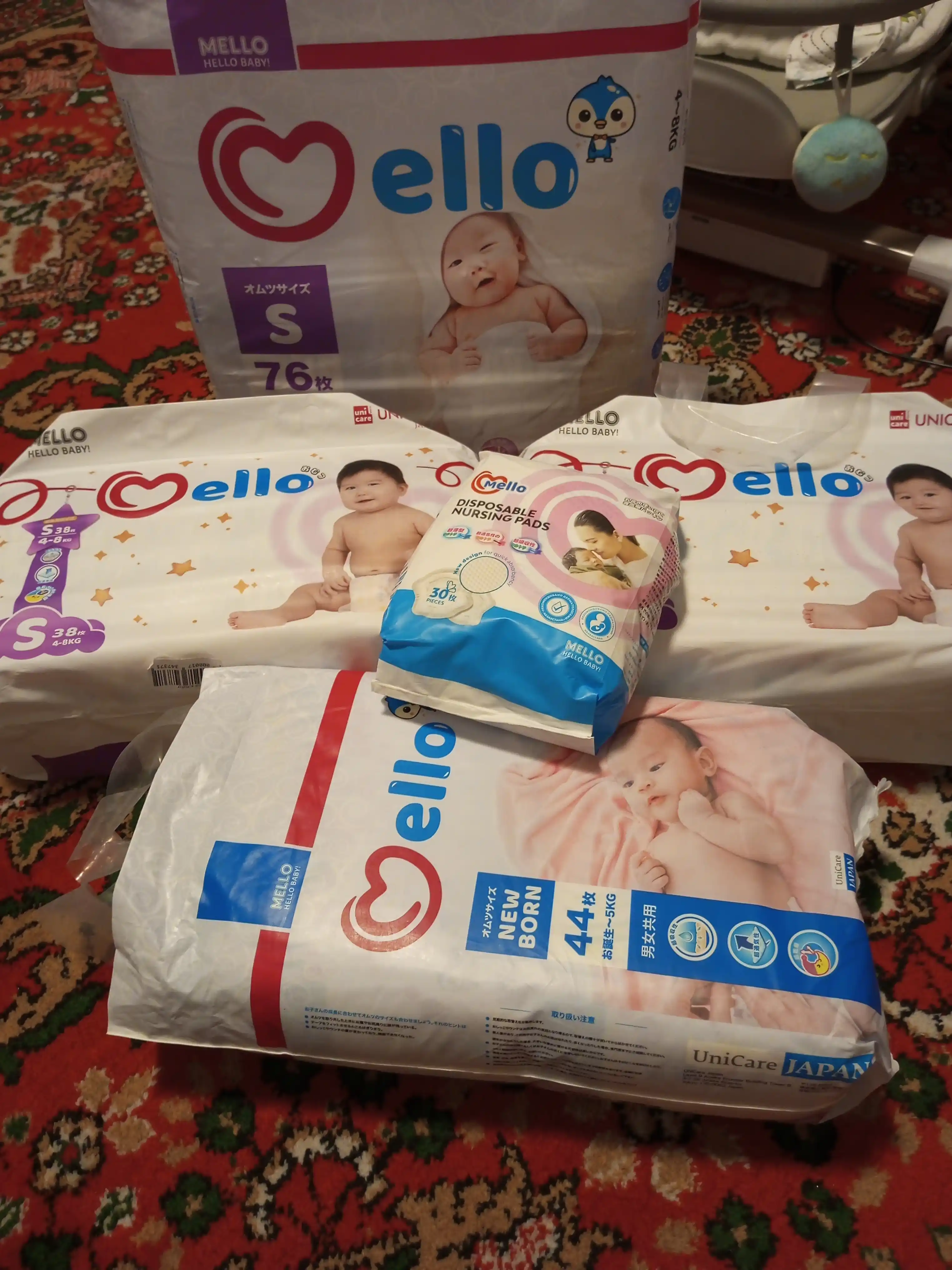 Yangi tug'ilgan chaqaloqlar uchun tagliklar MELLO, S 4-8 kg, 38 dona