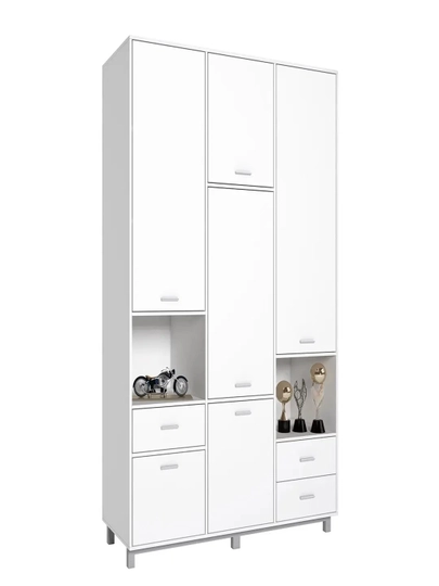Шкаф трехсекционный Polini kids Mirum 2330, белый-серый — POLINI-MIRUM