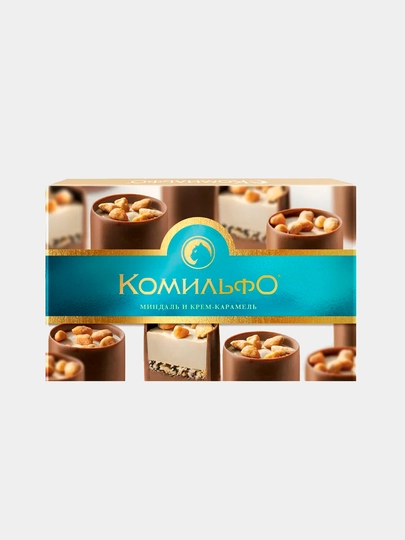 Конфеты шоколадные в коробке Комильфо, миндаль и крем-карамель, 116 г - 