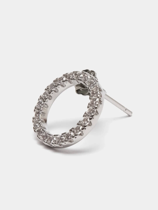 Серьги женские, круглые, со стразами