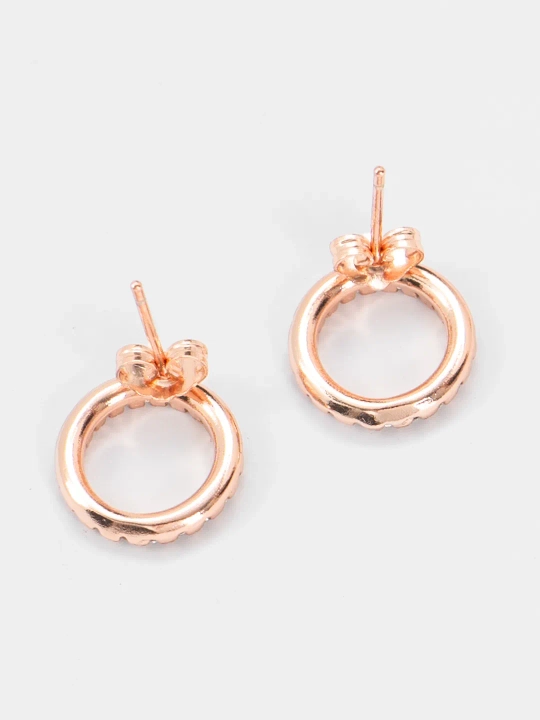 Серьги женские, круглые, со стразами