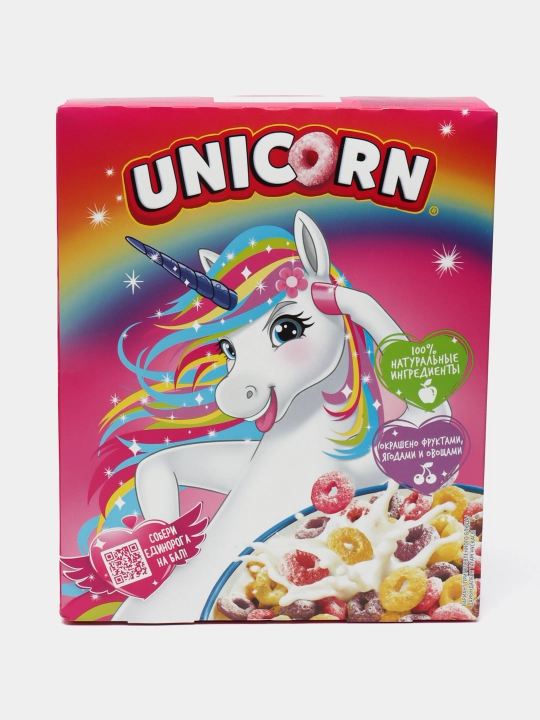 Готовый завтрак Kelloggs Unicorn, радужные колечки, 195 г
