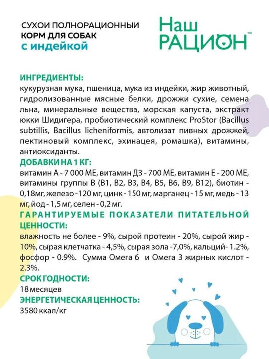 Наш рацион, полнорационный сухой корм для собак