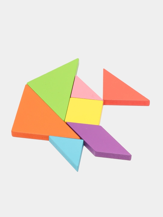 Ta'limiy yog'och jumboq o'yini Tangram, magnitli, tangram vazifalar bilan, tetris