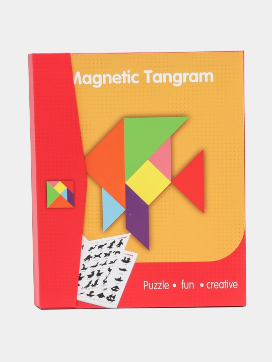 Ta'limiy yog'och jumboq o'yini Tangram, magnitli, tangram vazifalar bilan, tetris