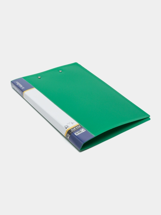 Plastik papka, qisqichli va maxkamlagich bilan, A4, yashil