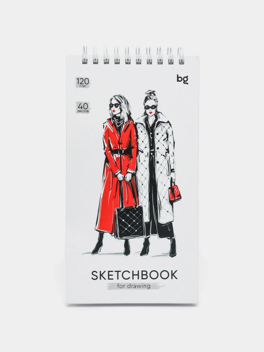 Скетчбук 40 листов, 105 * 195 на гребне BG "Fashion", 120г/м2