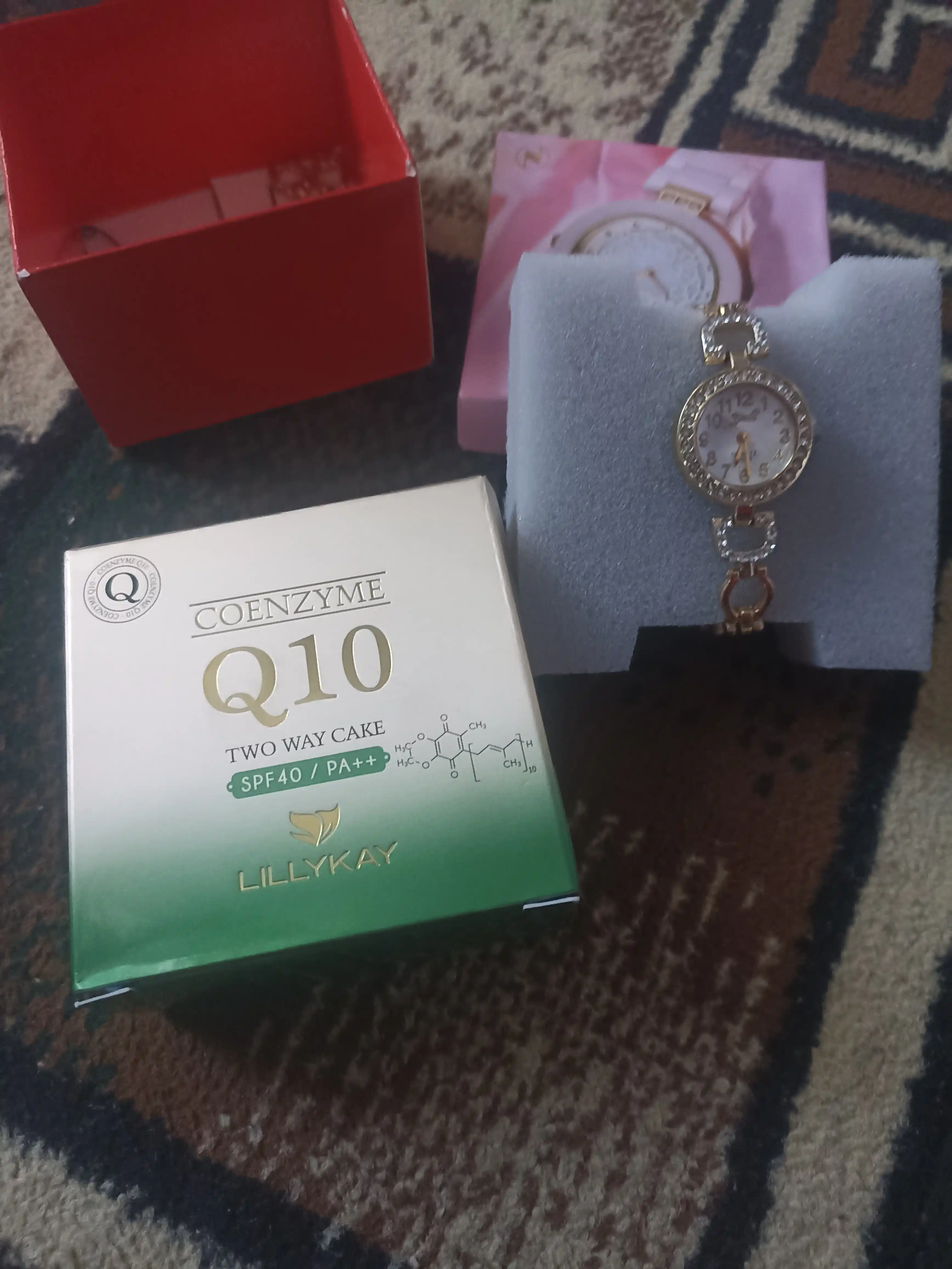 Пудра для лица 1+1, компактная пудра LillyKay Coenzyme Q10 Two Way Cake SPF, Корея