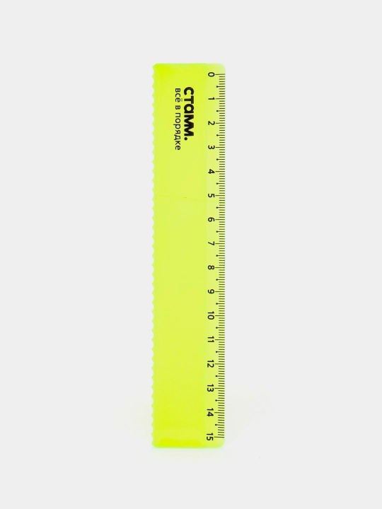 Lineyka 15 sm СТАММ, plastik, chetlari to‘lqinsimon, shaffof, neon rangli, LN174 - 
