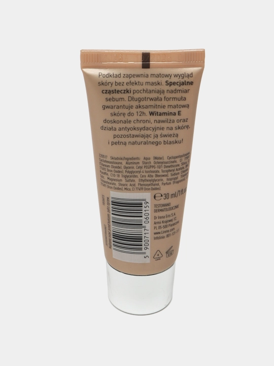 Крем тональный для лица Lirene Vitamin E, 12h, матирующий эффект, №15, загар, 30 мл