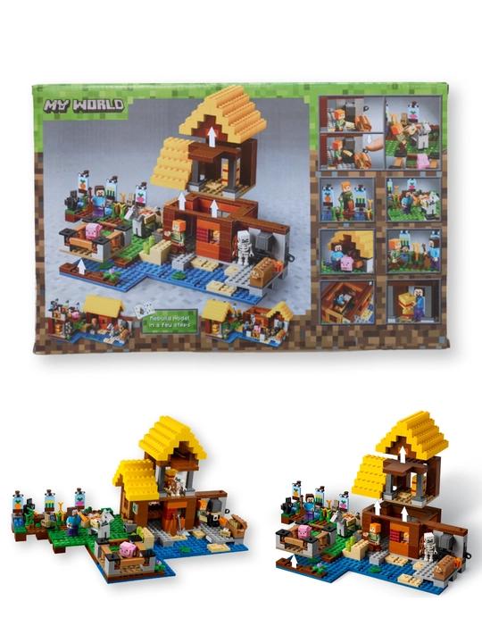 Katta konstruktorlar to'plami My World, Minecraft mavzusi, harakat figuralari bilan